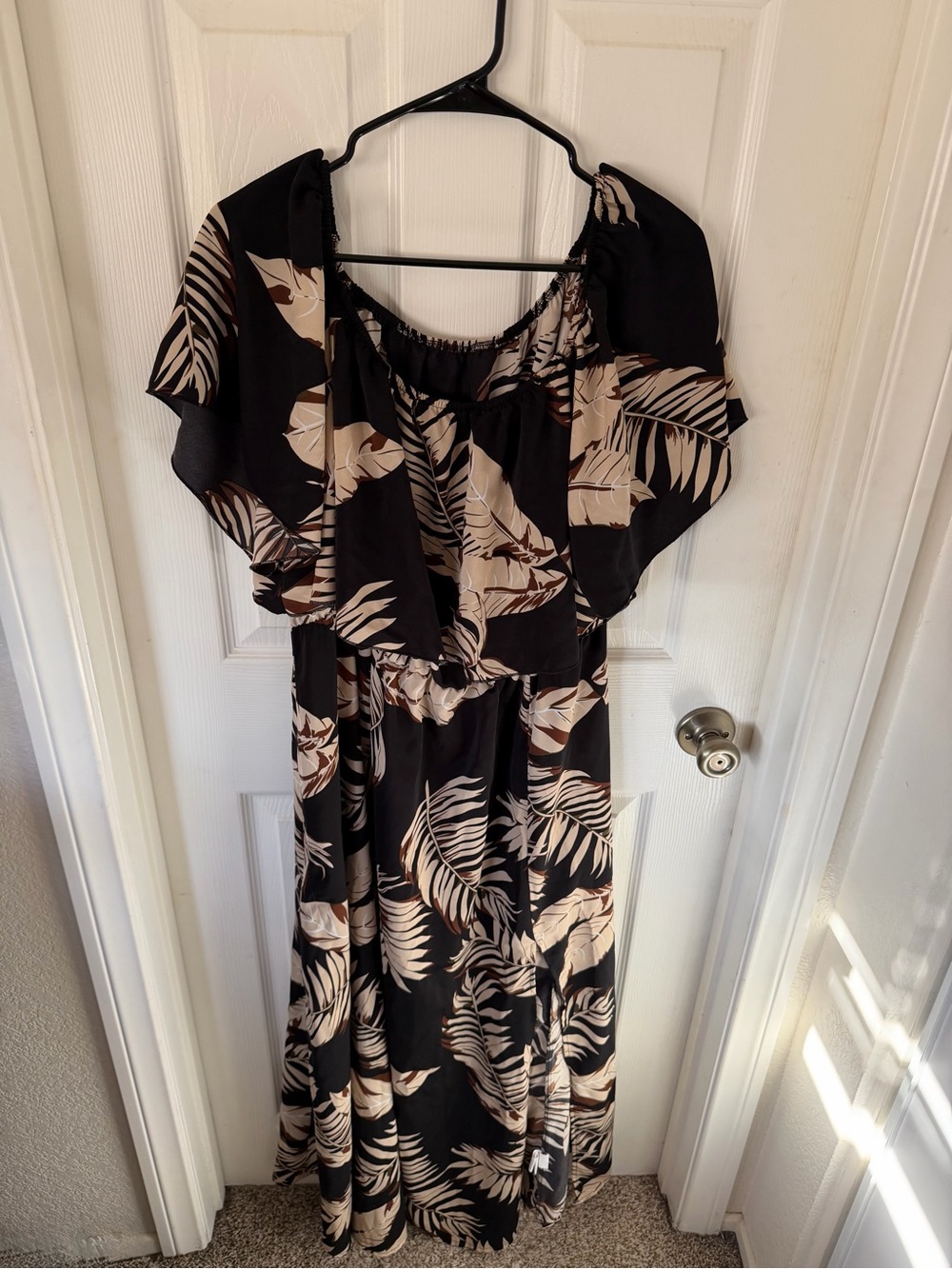 Black Tropical Print Maxi Dress - Women